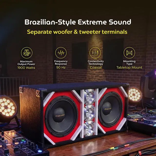 Alt view image 3 of 6 - 10" Brazilian Style Loaded Chuchera Box with Two x 10" Outdoor Home & Speakers & 3 x4 Tweeters 1900W - Best for Car UTV, ATV, Camper, DJ, Pro Audio Use, Party, Disco