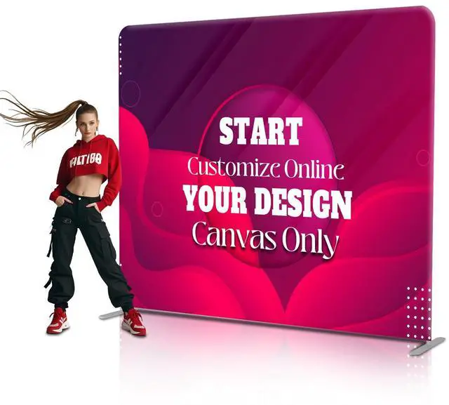 Main image of Custom Tension Fabric Display Backdrop Trade Show Booth Banner | Double Sided Print 7.5x7.5 FT Step and Repeat Banner Background for Weddings, Events & Trade Show Booth