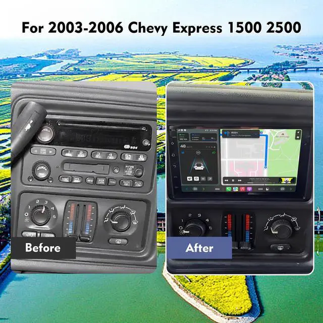 Alt view image 2 of 7 - 7" Car Stereo Head Unit for Chevy Express 1500 2500 2003 2004 2005 2006 | Touch Screen Double Din Car Radio with Wireless CarPlay Android Auto GPS FM WiFi SWC Bluetooth Backup Camera