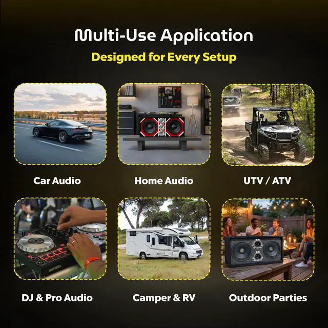 Alt view image 5 of 6 - 10" Brazilian Style Loaded Chuchera Box with Two x 10" Outdoor Home & Speakers & 3 x4 Tweeters 1900W - Best for Car UTV, ATV, Camper, DJ, Pro Audio Use, Party, Disco