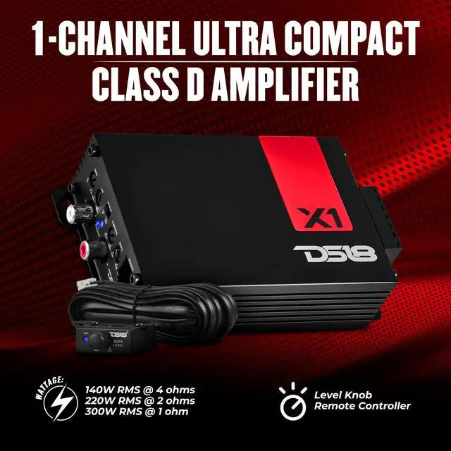 Alt view image 2 of 7 - X1 Ultra Compact Car Audio Amplifier Class D 1 Channel Monoblock 900 Watts Peak Remote Level Control Included,Black