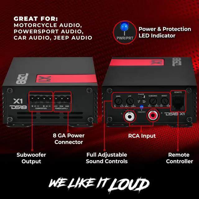 Alt view image 4 of 7 - X1 Ultra Compact Car Audio Amplifier Class D 1 Channel Monoblock 900 Watts Peak Remote Level Control Included,Black