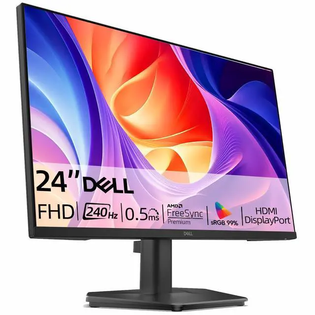 Main image of 24 Inch Gaming Monitor, 240Hz, FHD 1080p IPS Display, 0.5ms GTG, AMD FreeSync Premium, HDR10, 99% sRGB, Low Blue Light, Flicker-Free, HDMI, DisplayPort 1.4, VESA, Tilt Adjustable, Black