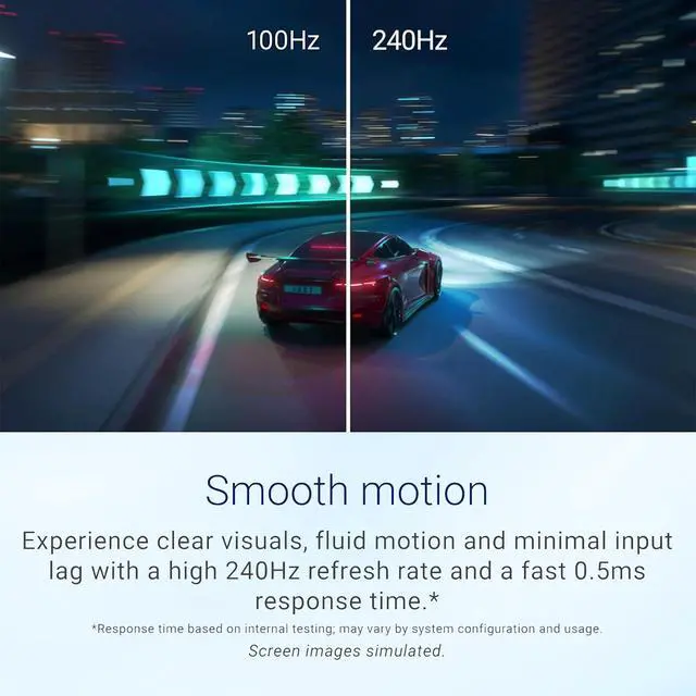 Alt view image 5 of 7 - 24 Inch Gaming Monitor, 240Hz, FHD 1080p IPS Display, 0.5ms GTG, AMD FreeSync Premium, HDR10, 99% sRGB, Low Blue Light, Flicker-Free, HDMI, DisplayPort 1.4, VESA, Tilt Adjustable, Black