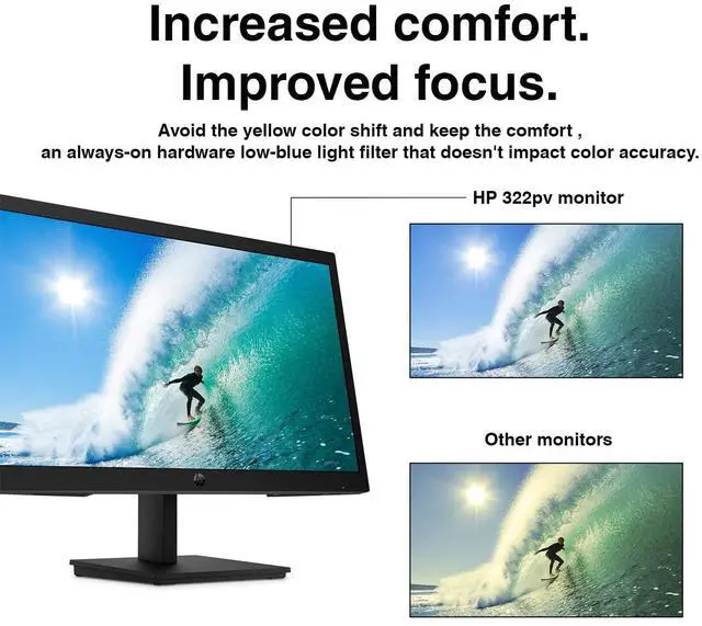 Alt view image 3 of 7 - 22" Series 3 Pro 322pv FHD VA Monitor with 5 ms Response Time, Anti-Glare, Flicker Free, VESA Mount (100x100mm), HDMI, VGA & Dockztorm USB, Black (9U5A2AA#ABA) & Ergoflexy Single Mount Arm