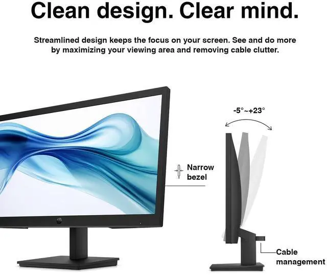 Alt view image 4 of 7 - 22" Series 3 Pro 322pv FHD VA Monitor with 5 ms Response Time, Anti-Glare, Flicker Free, VESA Mount (100x100mm), HDMI, VGA & Dockztorm USB, Black (9U5A2AA#ABA) & Ergoflexy Single Mount Arm