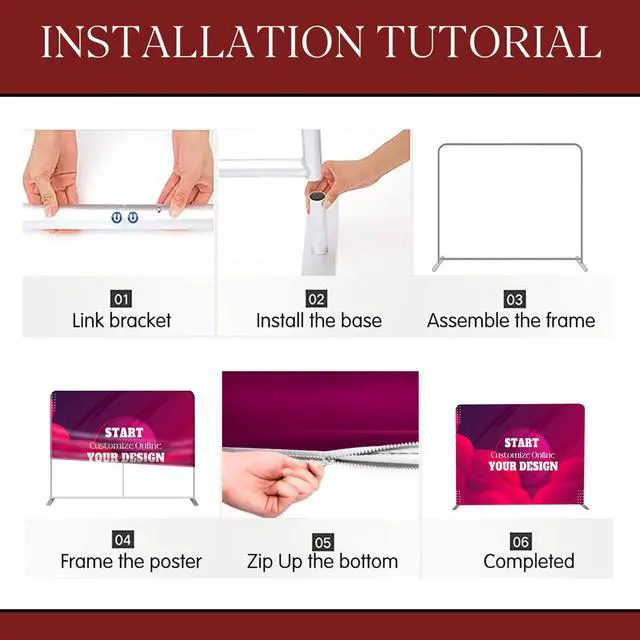 Alt view image 3 of 6 - Custom Tension Fabric Display Backdrop Trade Show Booth Banner | Double Sided Print 7.5x7.5 FT Step and Repeat Banner Background for Weddings, Events & Trade Show Booth