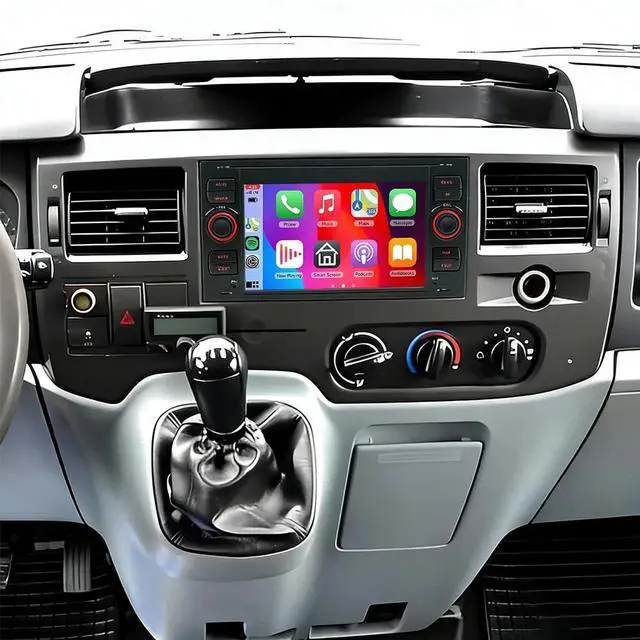 Main image of 4+64G Double Din Car Radio for Ford Transit MK7 2005 2006 2007 2008-2014, 7 inch Touch Screen Android 14 Car Stereo Radio with Wireless Carplay Android Auto Bluetooth FM RDS AHD Backup Camera SWC