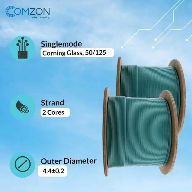 Alt view image 4 of 6 - 2 Strand Fiber Optic Cable, OM3 Multimode, Aqua, 1000ft Spool | Riser Rated, Corning Bend-Insensitive Core, Aramid-Yarn Reinforced
