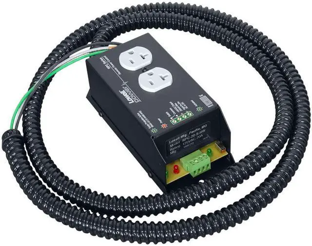Main image of RPC-20-SHW Remote Power Control with 2-20A Outlets, Surge Suppression; Termination: Hardwired with 6 Feet Non-Metallic Flexible Conduit; Steel Chassis with Black Finish