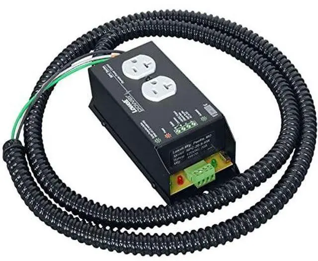 Alt view image 3 of 3 - RPC-20-SHW Remote Power Control with 2-20A Outlets, Surge Suppression; Termination: Hardwired with 6 Feet Non-Metallic Flexible Conduit; Steel Chassis with Black Finish
