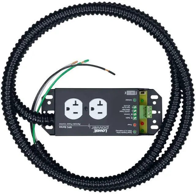 Alt view image 2 of 3 - RPC-20-SHW Remote Power Control with 2-20A Outlets, Surge Suppression; Termination: Hardwired with 6 Feet Non-Metallic Flexible Conduit; Steel Chassis with Black Finish