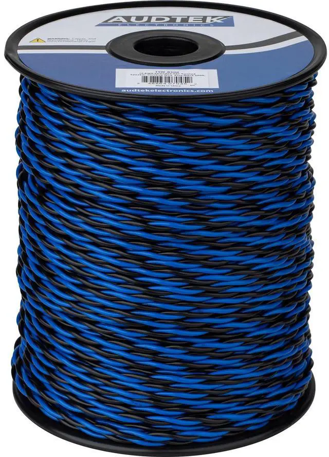 Main image of 500 ft. 16 AWG Stranded OFC Twisted Pair Speaker Cabinet Hookup Wire Blue/Black