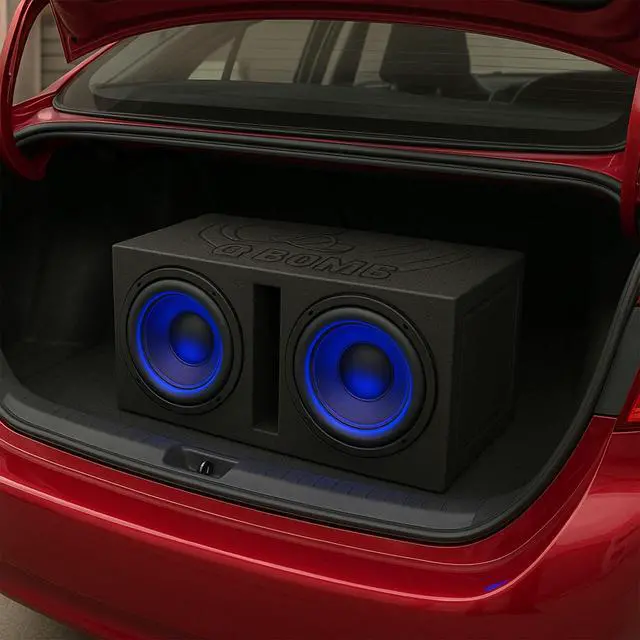 Alt view image 5 of 7 - Q Bomb Series 15" Dual Ported SubwooferSpeaker Enclosure | Vented Sub Box Chamber Design with Black Bed Liner Spray Finish, Car Audio Sound System Accessory