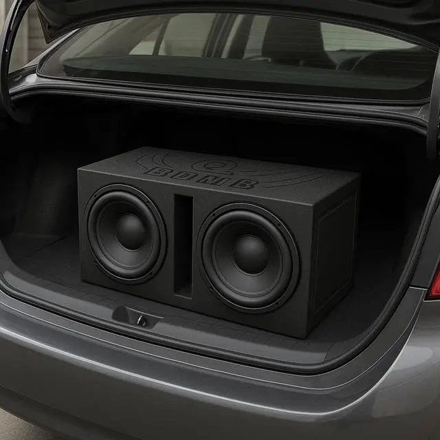 Alt view image 4 of 7 - Q Bomb Series 15" Dual Ported SubwooferSpeaker Enclosure | Vented Sub Box Chamber Design with Black Bed Liner Spray Finish, Car Audio Sound System Accessory