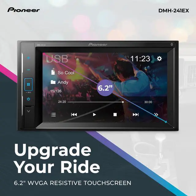 Alt view image 2 of 6 - DMH-241EX 6.2" Resistive Touchscreen Double Din Car Stereo | Digital Multimedia Receiver, Bluetooth, Backup Camera, AM/FM Radio, FLAC, USB, Short Chassis, 13-Band EQ, 50W x 4 Output