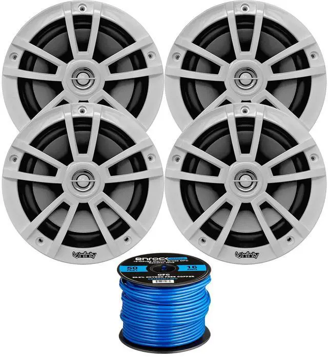 Main image of Infinity 6.5" Marine Speakers (Qty 4) 2 Pairs of OEM Replacement Speakers w/ Enrock 50ft Wire (White) 622MWB