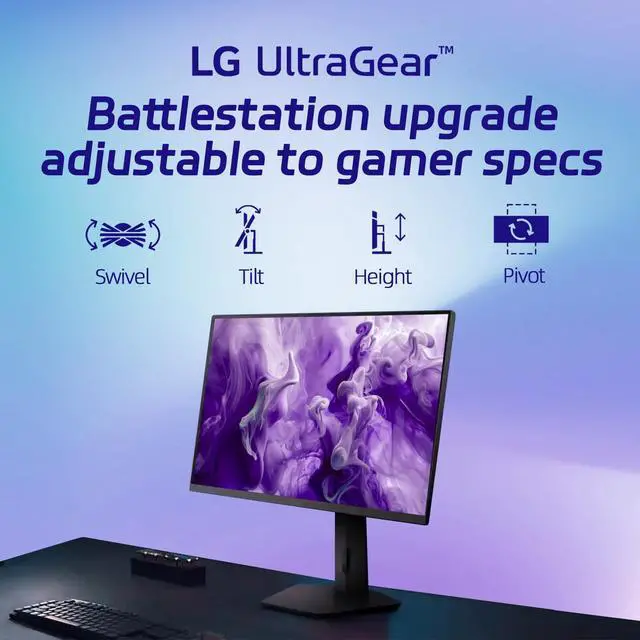Alt view image 3 of 7 - Ultragear 27" QHD Gaming Monitor, 1440p IPS Display, 200Hz, 1ms Response, DisplayHDR 400, FreeSync Premium, HDMI, Displayport, USB Type-C, Tilt/Height/Swivel & Pivot Adjustment Stand