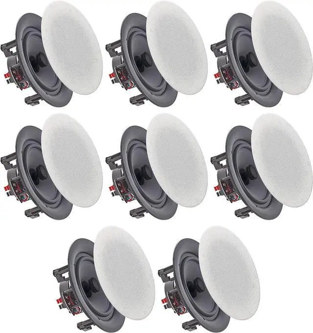 Main image of Set of 8 5.25 Inch 8 Ohm 175 Watts Speakers | Flush Mount in-Wall in-Ceiling 2-Way Mid Bass Woofer Speaker, Perfect for Home, Office, Kitchen, Living Room