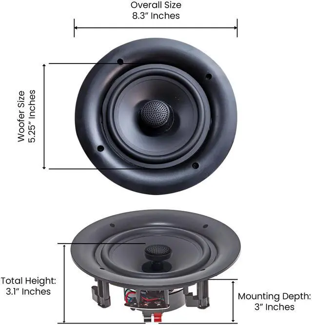 Alt view image 7 of 7 - Set of 12 Frameless 5.25 Inch 8 Ohm 175 Watts Speakers | Flush Mount, in-Wall in-Ceiling 2-Way Mid Bass Woofer Speaker, Perfect for Home, Office, Kitchen, Living Room