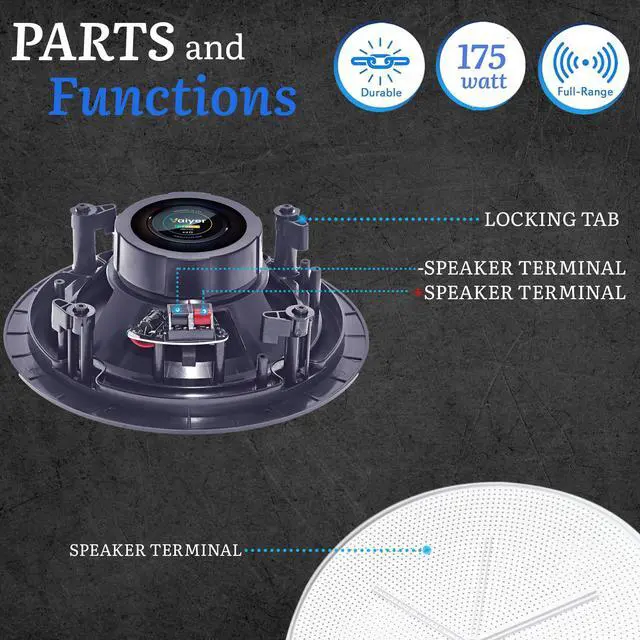 Alt view image 6 of 7 - Set of 6 Frameless 5.25 Inch 8 Ohm 175 Watts Speakers | Flush Mount in-Wall in-Ceiling 2-Way Mid Bass Woofer Speaker, Perfect for Home, Office, Kitchen, Living Room