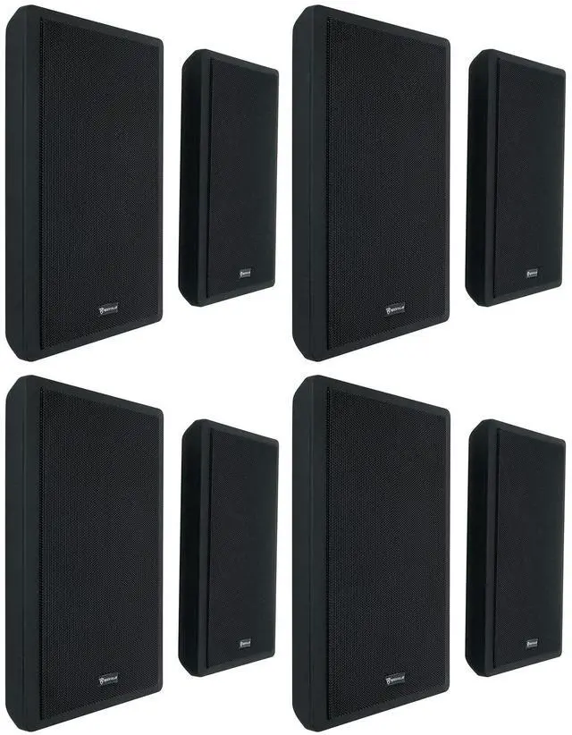 Main image of RockSlim Black 5.25" Home Theater Wall Mount Speakers, 8-Pack | 240W Peak Power, 80W RMS, Slim 1.38" Design, Easy Wall Mount, 0.5" Mylar Tweeters, Black Finish