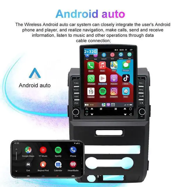 Alt view image 6 of 7 - 9.7'' Car Radio for Ford F-150 2009 2010 2011 2012 2013 2014 with Wireless CarPlay Android Auto, Double Din Touchscreen IPS Car Radio Receiver, WiFi GPS SWC Bluetooth Backup Camera