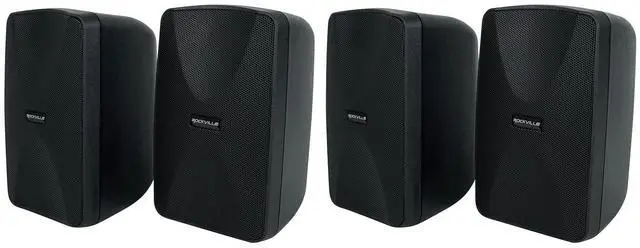 Main image of 4 WET-40B 4" 70V Commercial Indoor/Outdoor Wall Speakers Black | IPX55 Rated, 360 Degree Swivel Bracket, Adjustable Tap, 70V or 8 Ohm, Waterproof Terminals, PEI Tweeter, Polypropylene Cone