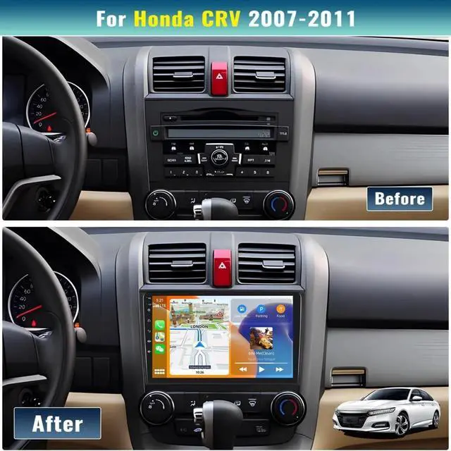 Alt view image 7 of 7 - 4+64G Android Radio Car Stereo for Honda CRV 2007-2011 with Wireless Carplay/Android Auto, Car Radio Stereo 9 Inch Touch Screen for Corolla with GPS Navigation/Bluetooth/Backup Camera