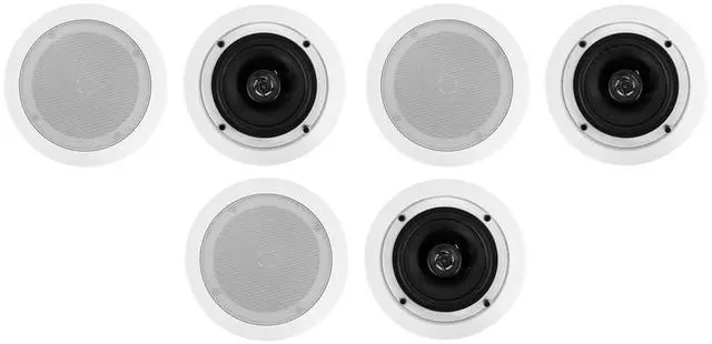 Main image of CC525T White 5.25" 70V 40W RMS Ceiling Speakers, 6-Pack | Adjustable Tap 2.5W-20W, 2-Way, 8 Ohm Compatible, Swivel Tweeter, Paintable Grills, In-Ceiling, For Restaurants, Commercial