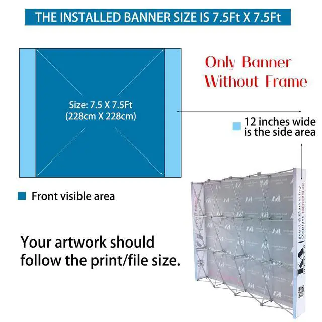 Alt view image 2 of 5 - Custom Tension Fabric Trade Show Backdrop, Pop-Up Display Banner Only | 7.5x7.5FT Step and Repeat Banner Backdrop for Trade Show Booth, Wedding, Party & Events