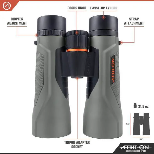 Alt view image 2 of 6 - 12x50 Argos G2 HD Gray Binoculars with Eye Relief for Adults and Kids, High-Powered Binoculars for Hunting, Birdwatching, and More