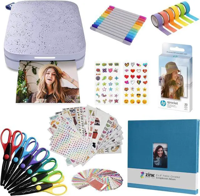 Main image of Sprocket Portable 2x3 Instant Photo Printer (Lilac) Fun Scrapbook Bundle