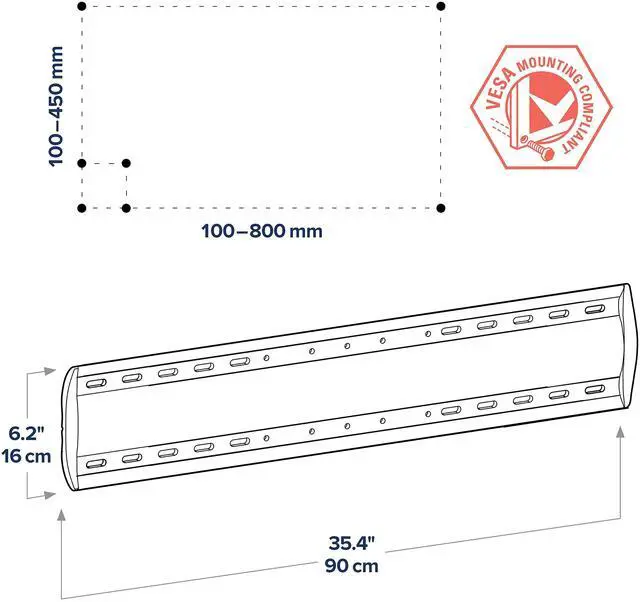 Alt view image 2 of 7 - TM Tilting Wall Mount XL, VESA TV Wall Mount for Heavy Monitors or TVs Greater Than 42 Inches, 0 to 175 lbs, VESA Width Up to 800 mm Silver