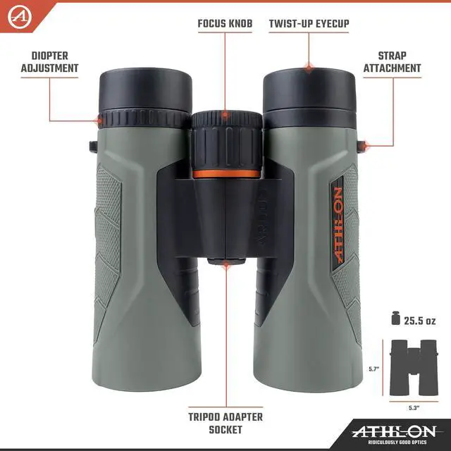 Alt view image 2 of 6 - 8x42 Argos G2 HD Gray Binoculars with Eye Relief for Adults and Kids, High-Powered Binoculars for Hunting, Birdwatching, and More