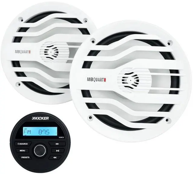 Main image of KMC2 Marine Bluetooth Receiver Bundle with (2) White MB Quart 6.5" Speakers (3 Items)