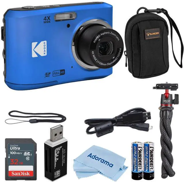 Main image of PIXPRO FZ45 Friendly Zoom 16MP Full HD Digital Camera, Bundle with 32GB Memory Card and Camera Bag, Flexible Tripod, and Card Reader (Blue)