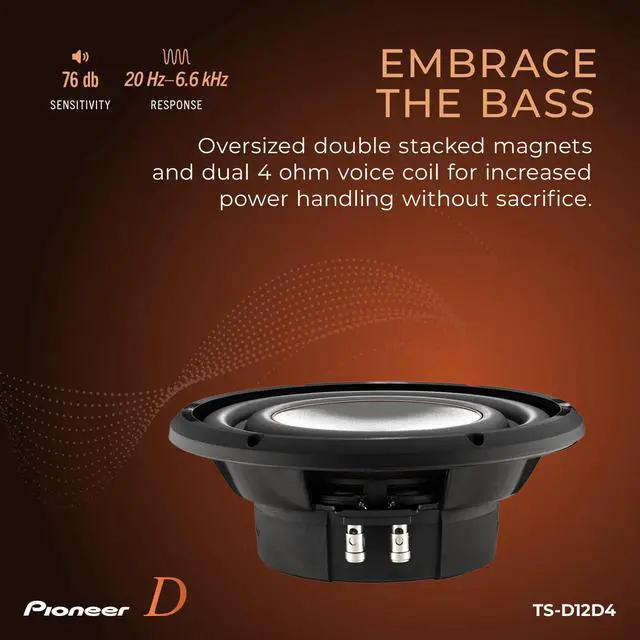 Alt view image 5 of 6 - D-Series TS-D12D4 12" Subwoofer 1500W Max | Dual 4 Ohm Voice Coil for Flexible Wiring, Powerful Bass Output