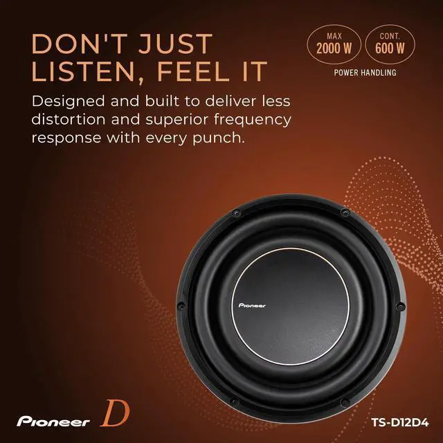 Alt view image 4 of 6 - D-Series TS-D12D4 12" Subwoofer 1500W Max | Dual 4 Ohm Voice Coil for Flexible Wiring, Powerful Bass Output