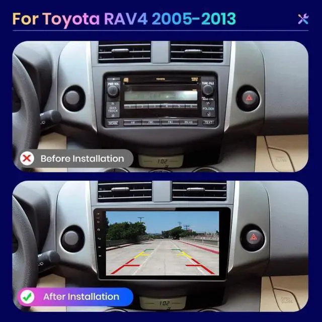 Alt view image 2 of 7 - Android 12 Stereo for Toyota RAV4 (2005-2012 9 inch Head Unit Octa Core 4G+64G Built-in Wireless Carplay/Android Auto/DSP Free AHD Camera
