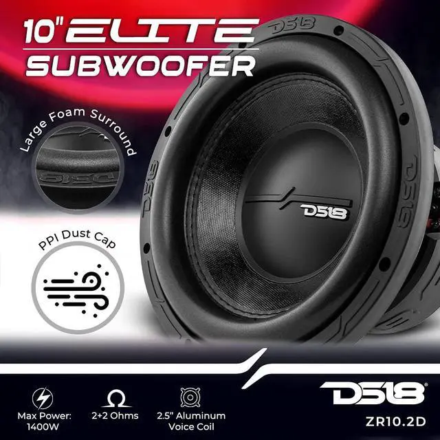 Alt view image 2 of 7 - ZR10.2D Elite-Z 10" Car Audio Subwoofer 1400W Watts Dual Voice Coil 2-Ohm DVC 2+2 Ohm (1 Speaker),Black