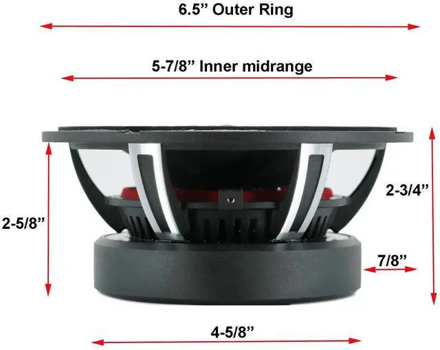 Alt view image 7 of 7 - 4X WZL6 6.5-Inch Car Audio Coaxial Speaker Midrange Bullet Loud Speaker 800Watts Peak Power 4 ohm Impedance Per Voice Coil with High Energy Magnet Composition
