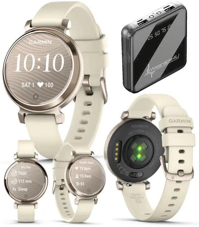Main image of Garmin Lily 2 - Cream Gold with Coconut Silicone Band: Women Small Fitness Smartwatch | Up to 5 Days Battery Life, Health & Wellness Monitoring. 010-02839-00 Gift Bundle