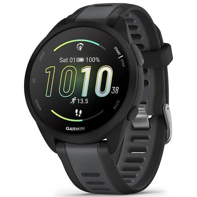 Alt view image 2 of 7 - 010-02863-20 Forerunner 165 Smart Sport Watch Black + Slate Gray Bundle with Deco Essentials Charging Dock, Silicone Dust Cover 3 Pack and Screen Protector for 1.2 inch 2 Pack