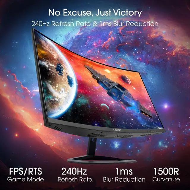 Alt view image 2 of 5 - 2-Pack 27" 240Hz 1ms Curved 1500R 1920x1080 Gaming Computer Monitor | AMD FreeSync Premium, Panoramic Gaming Multi-View Split Screen Streaming, VESA Mount HDMI DisplayPort Built-in Speakers