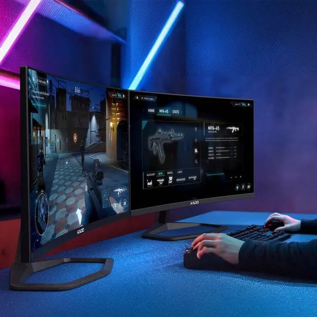 Alt view image 5 of 6 - 2-Pack 24.5" 240Hz 1ms Curved 1500R 1920x1080 Gaming Computer Monitor | AMD FreeSync Premium, Panoramic Gaming Multi-View Split Screen Streaming, VESA Mount HDMI DisplayPort Built-in Speakers