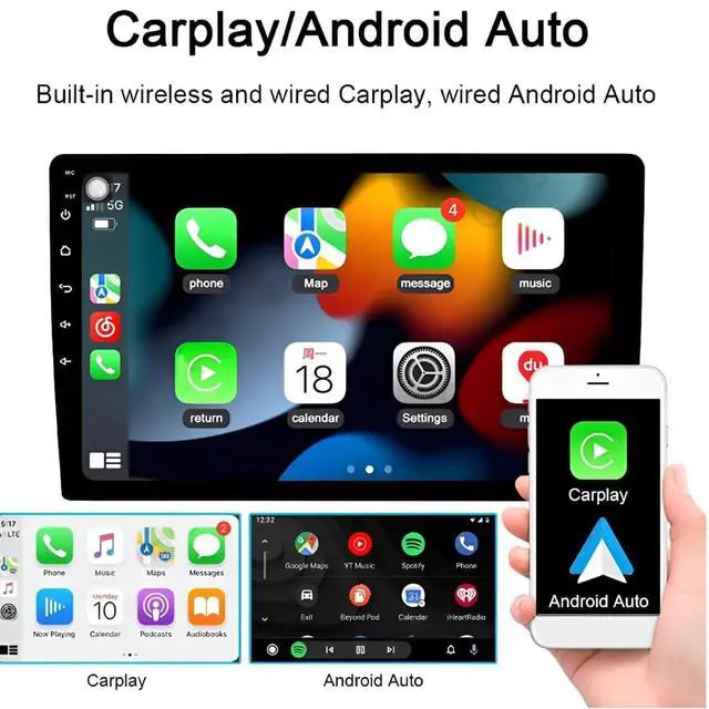 Alt view image 4 of 6 - 4+64G Double Din Car Stereo Radio for Toyota 4 Runner Camry 2003-2009 with Wireless Carplay Android Auto 7 inch IPS Touch Screen Head Unit Stereo Bluetooth GPS WiFi AHD Backup Camera