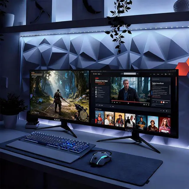 Alt view image 3 of 6 - Dual Monitor 2-Pack 24" 1920x1080 165Hz Gaming 1ms Computer Monitor | AMD FreeSync Premium DisplayPort HDMI, VESA Wall Mount Arm Mount Built-in Speakers, Panoramic Display Multi-tasking