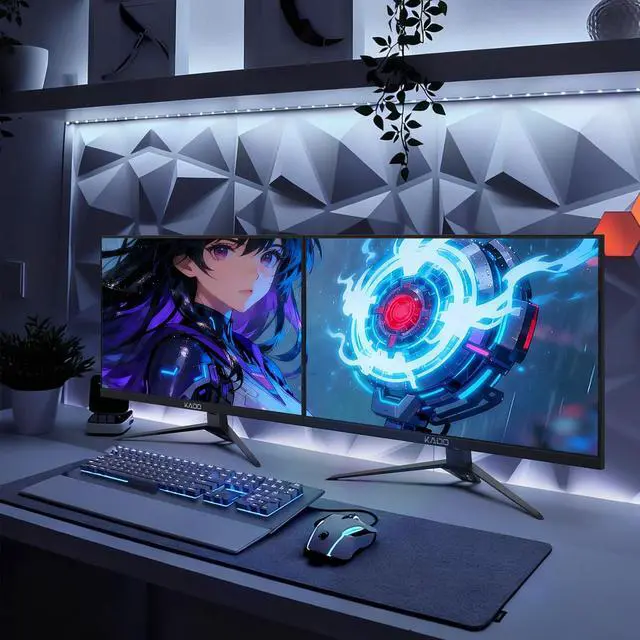 Alt view image 5 of 6 - Dual Monitor 2-Pack 24" 1920x1080 165Hz Gaming 1ms Computer Monitor | AMD FreeSync Premium DisplayPort HDMI, VESA Wall Mount Arm Mount Built-in Speakers, Panoramic Display Multi-tasking