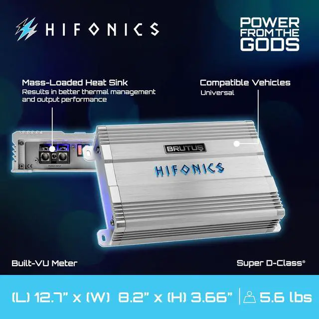 Alt view image 4 of 7 - Brutus BG 700 Watt Class D Monoblock Amplifier with Built-in UV Meter, Dual Toroidal Transformer PWM Power Supply and Shielded Inductors